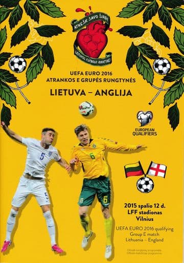 2015 Lithuania v England (Euro 2016 Qualifier) - official match programme