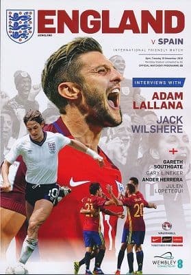 2016 England v Spain (International Friendly @ Wembley) - official match programme