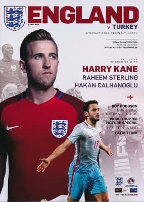 2016 England v Turkey (Euro 2016 warm-up Friendly @ Man City) - official match programme