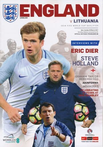 2017 England v Lithuania (World Cup Qualifer @ Wembley) - official match programme