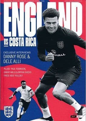 2018 England v Costa Rica (International Friendly @ Leeds United) - Official match programme