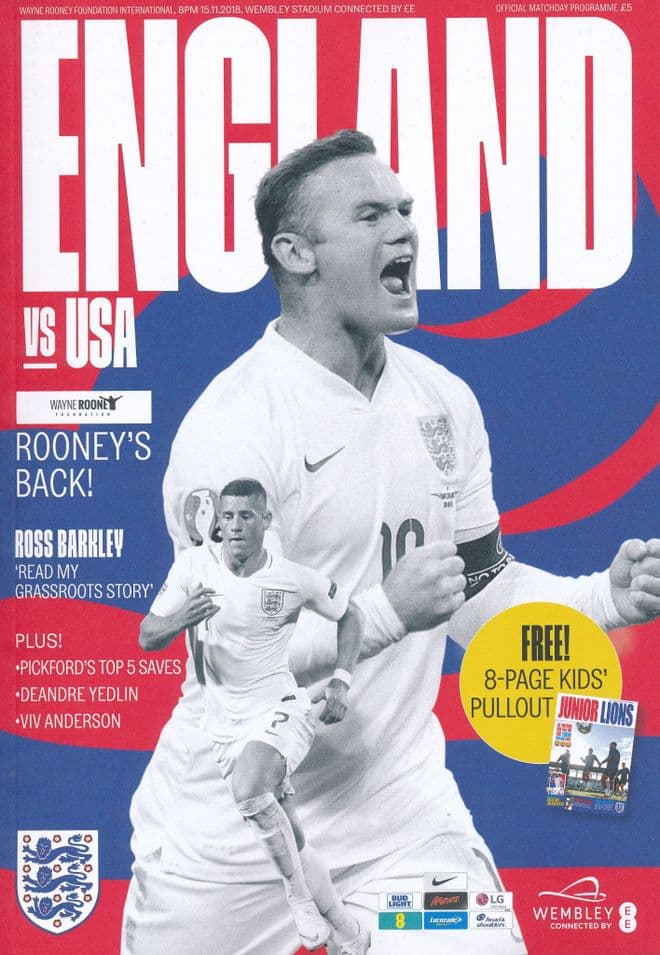 2018 England v USA (International Friendly @ Wembley) - Wayne Rooney's last ever game for England!