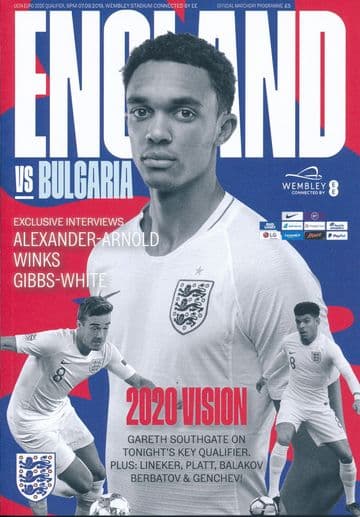 2019 England v Bulgaria (Euro 2020 Qualifier @ Wembley) - official match programme