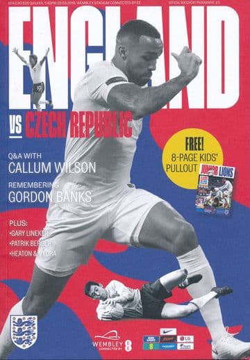 2019 England v Czech Republic (Euro 2020 Qualifier @ Wembley) - official match programme