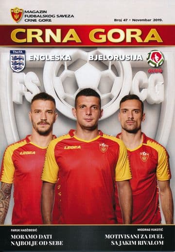 2019 England v Montenegro (Euro 2020 Qualifier @ Wembley) - RARE Montenegro FA offical programme