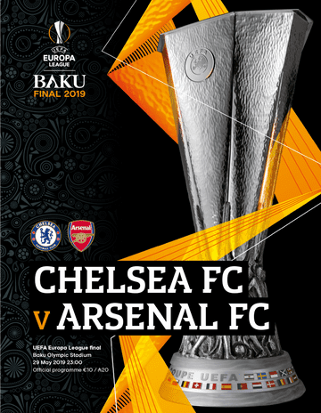 2019 UEFA Europa League Final Arsenal v Chelsea @ Baku - official match programme + FREE poster