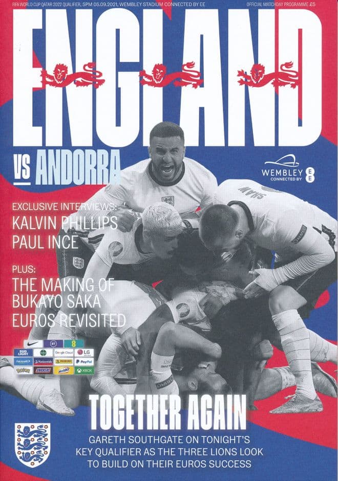 2021 England v Andorra (World Cup Qualifer @ Wembley) - official match programme