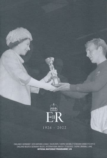 2022 England v Germany (UEFA Nations League) QUEEN ELIZABETH 11 tribute programme
