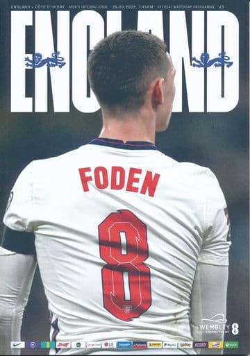 2022 England v Ivory Coast (Friendly @ Wembley) - official match programme
