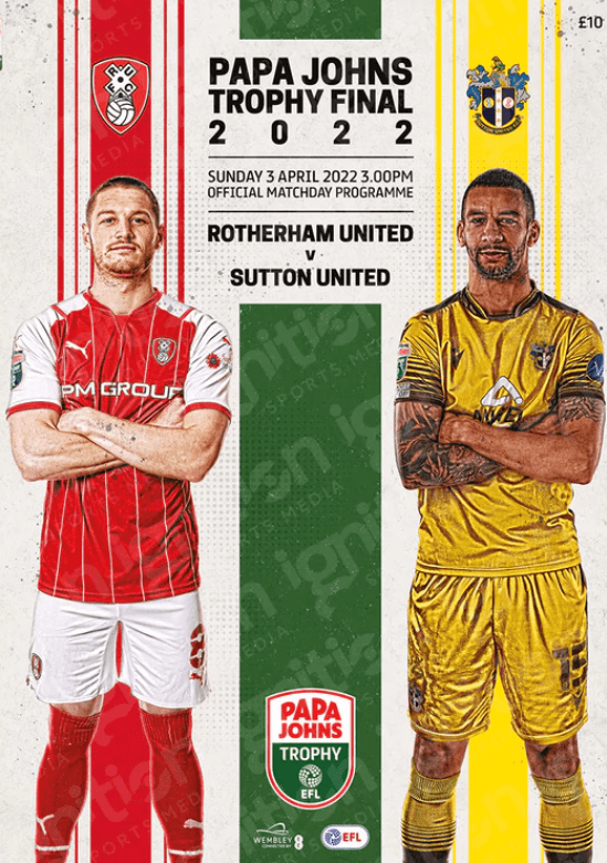 2022 Papa John's Trophy Final Sutton v Rotherham - official match programme