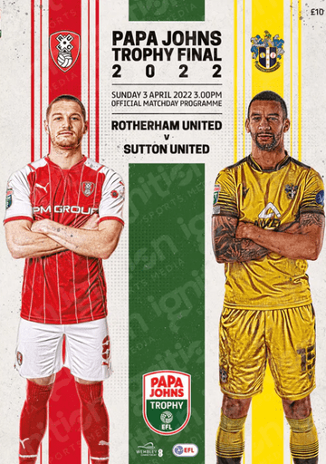 2022 Papa John's Trophy Final Sutton v Rotherham - official match programme