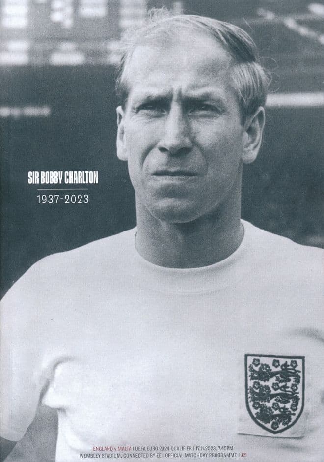 2023 England v Malta (UEFA Euro 2024 Qualifier) - special BOBBY CHARLTON tribute programme