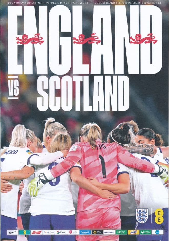 2023 England v Scotland (Women's UEFA Nations League @ Sunderland) - official match programme