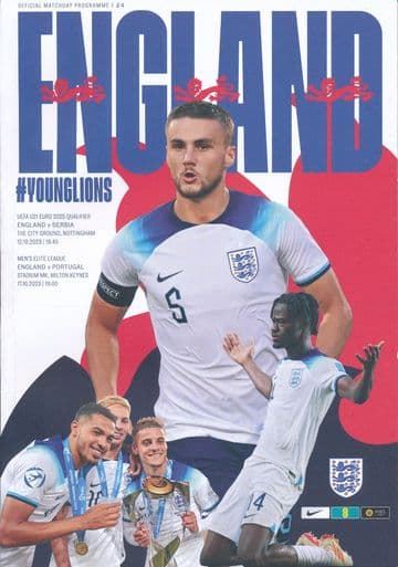 2023 England v Serbia (UEFA Euro Under 21 Qualifier @ Nottingham Forest) - official programme