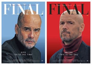 2023 FA CUP FINAL Manchester United v Manchester City official 'flip style' match programme