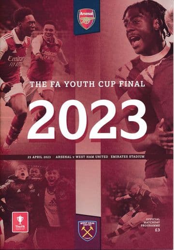2023 FA Youth Cup Final Arsenal v West Ham United - official match programme