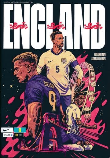 2024 England v Azerbaijan / Ukraine (UEFA Under 21 Qualifiers) - joint edition match programme