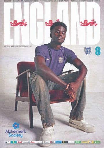 2024 England v Belgium (Friendly @ Wembley) - official match programme