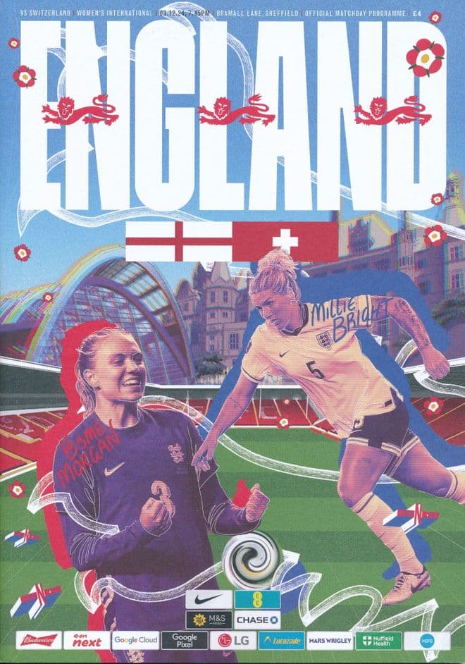 2024 England v Switzerland  (Women's International @ Sheffield United)  - official programme