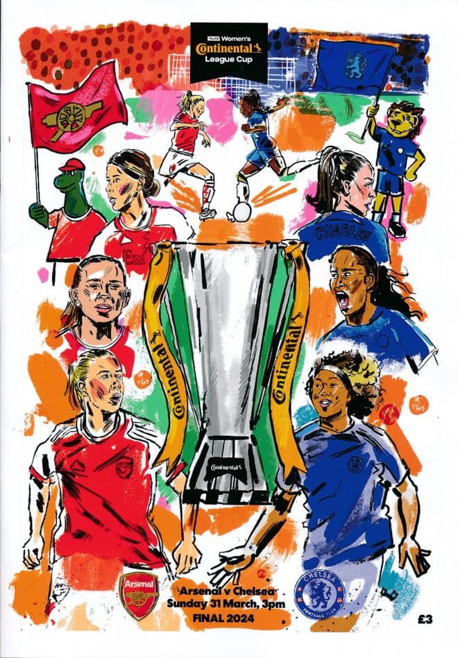 2024 Women's Continental League Cup Final Chelsea v Arsenal - official match programme