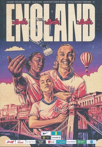 2025 England v Belgium (Women's International @ Bristol City)  - official match programme