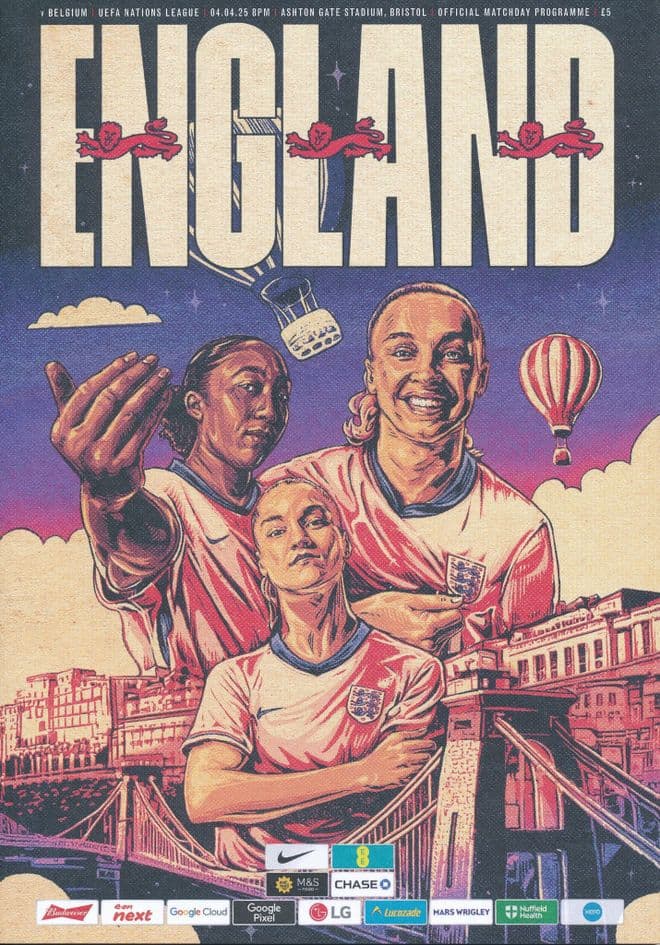 2025 England v Belgium (Women's International @ Bristol City)  - official match programme