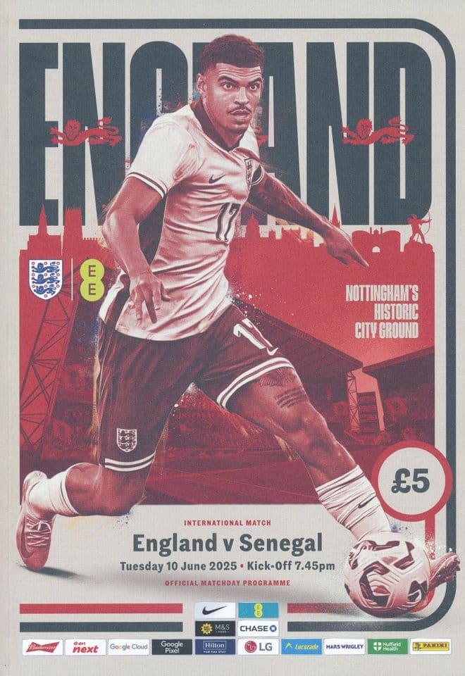 2025 England v Senegal (Friendly @ Nottingham Forest) - official match programme IN STOCK NOW!