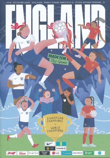 2025 England v Spain (Women's International @ Wembley)  - official match programme