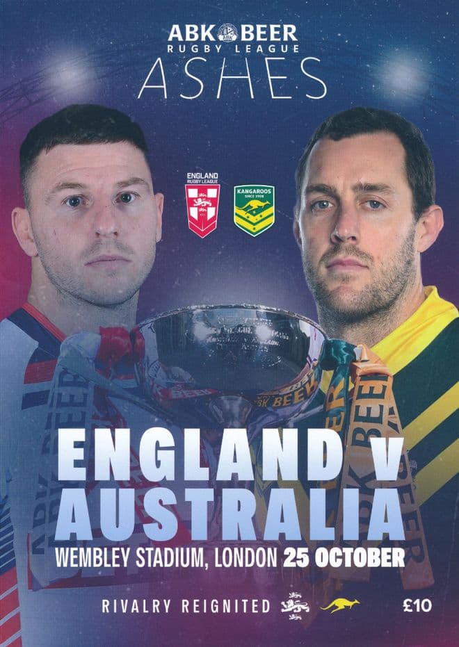 2025 RUGBY LEAGUE ASHES England v Australia (@ Wembley Stadium) - official match programme