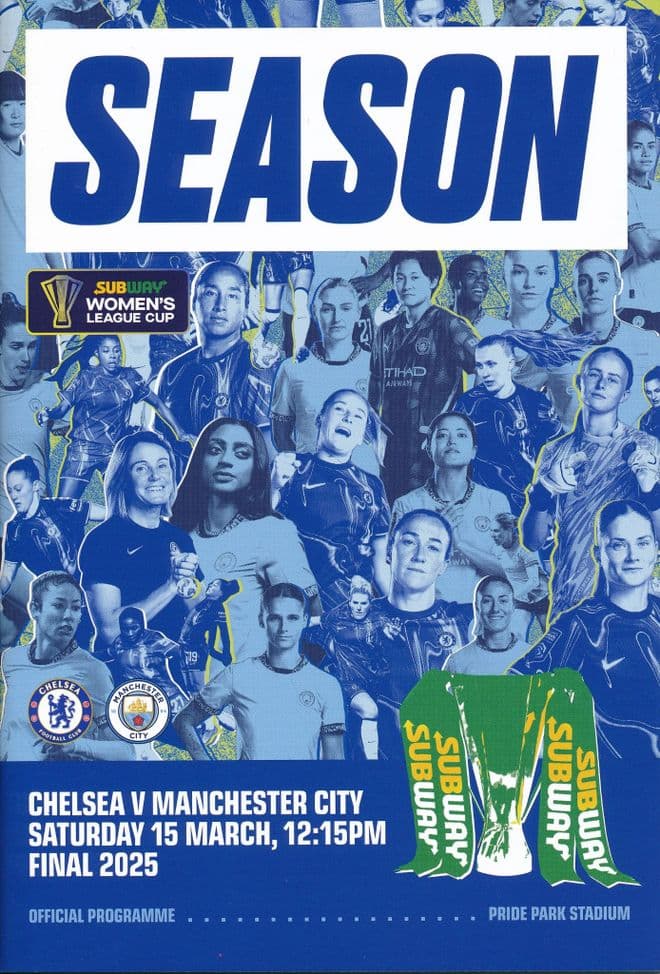 2025 Women's Continental League Cup Final Chelsea v Man City - official match programme