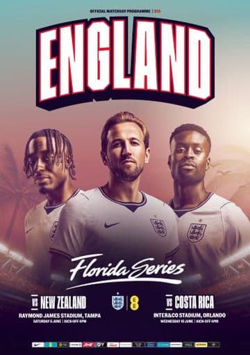 2026 England v New Zealand / Costa Rica (World Cup warm-up Friendlies) - official match programme