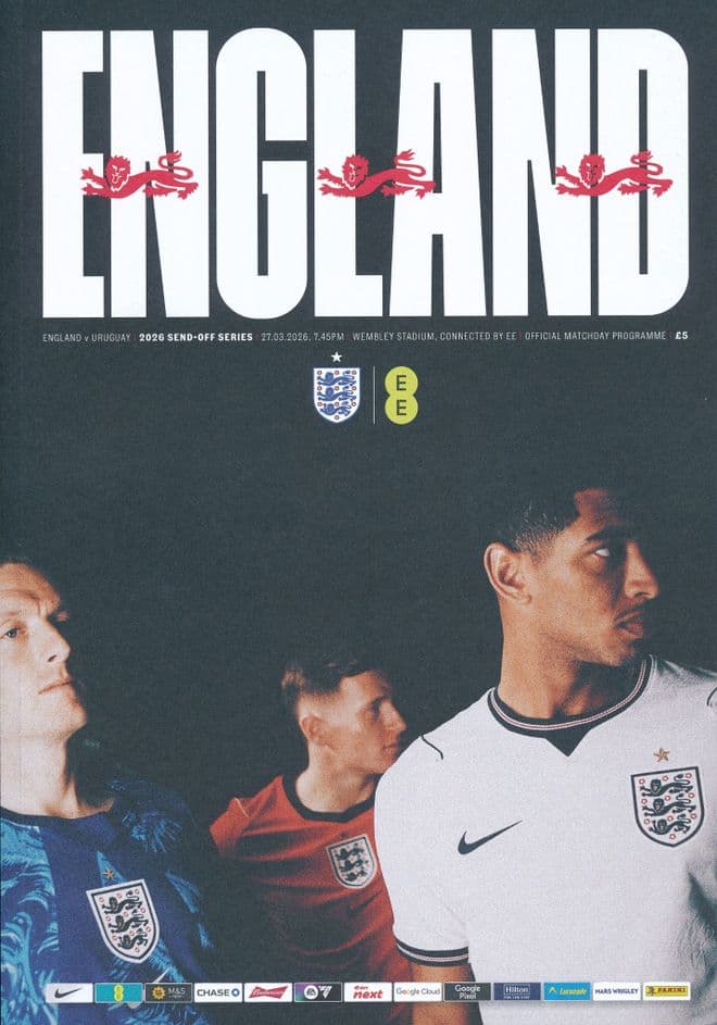 2026 England v Uruguay  (Friendly International @ Wembley) - official match programme IN STOCK NOW!