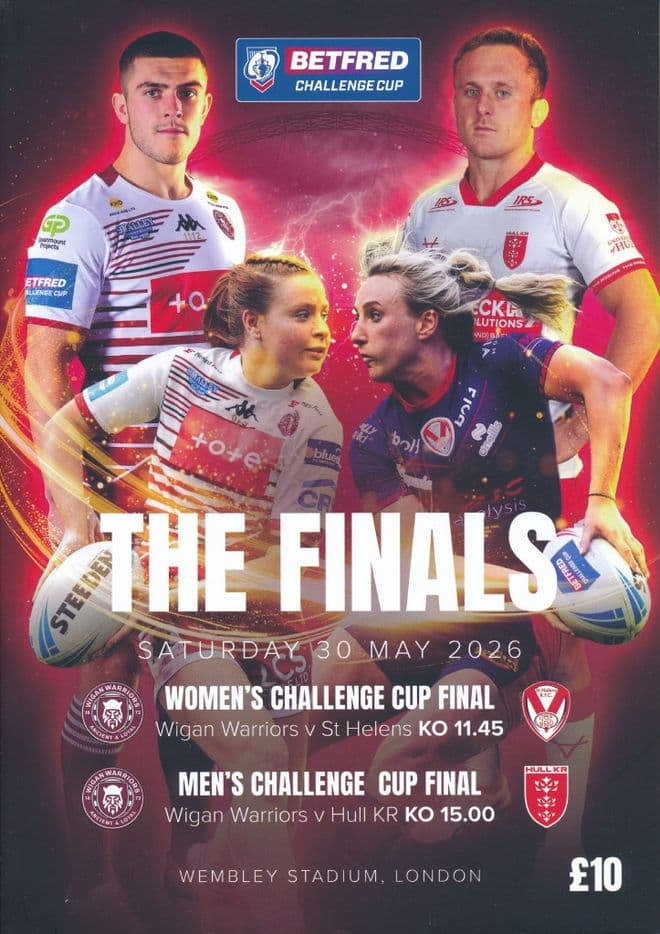 2026 RUGBY LEAGUE CHALLENGE CUP FINAL Wigan Warriers v Hull KR - official match programme