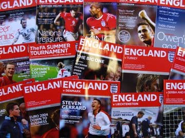 Bundle of 12 different ENGLAND HOME football programmes between 2003 and 2005