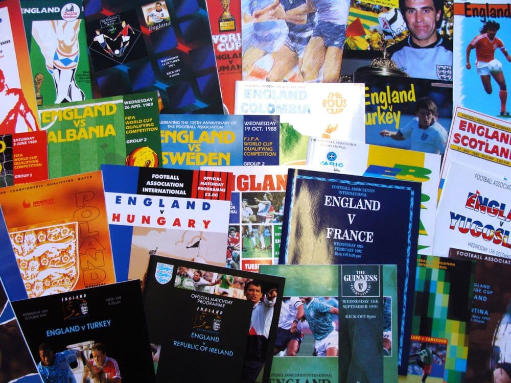 Bundle of 26 different ENGLAND HOME football programmes between 1985 ...