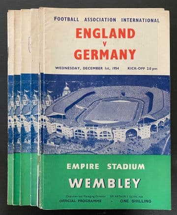 Collection of 10 different ENGLAND football programmes between 1951 and 1959