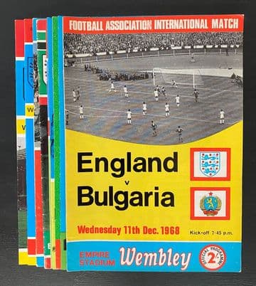 Collection of 10 different ENGLAND football programmes between 1968 and 1971