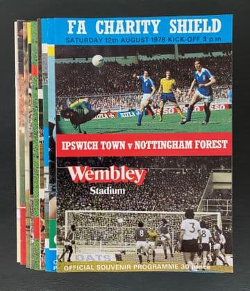 Collection of 10 different FA CHARITY SHIELD football programmes