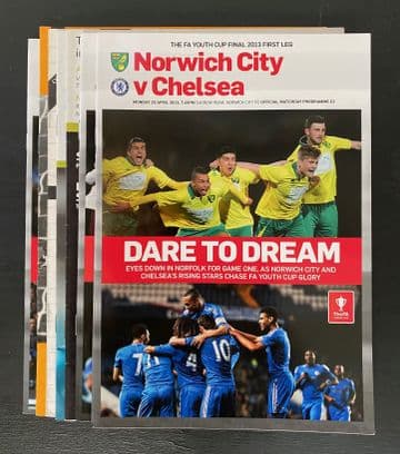 Collection of 10 different FA YOUTH CUP FINAL football programmes