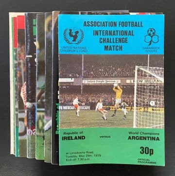 Collection of 10 different REPUBLIC OF IRELAND football programmes