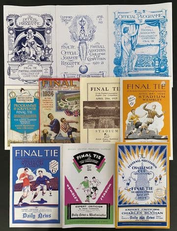 Complete collection of all 10 Replica FA CUP FINAL football programmes 1920 - 1929