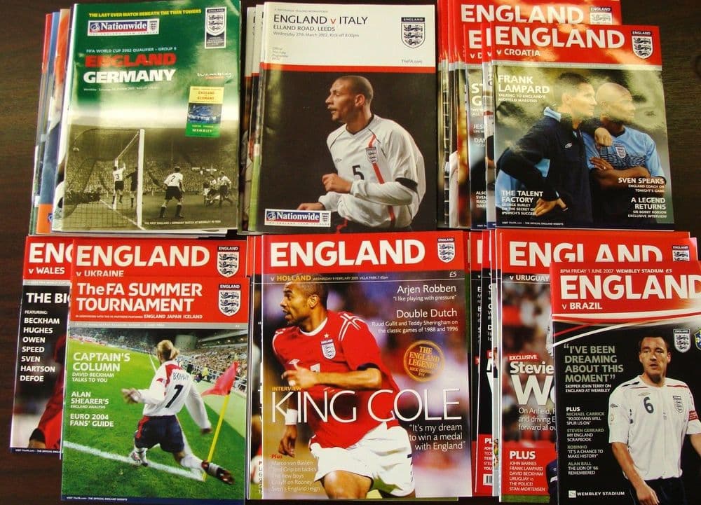 Complete set of ENGLAND HOME PROGRAMMES whilst Wembley was being ...