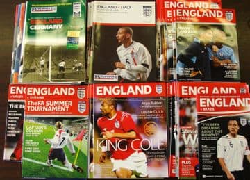 Complete set of ENGLAND HOME PROGRAMMES whilst Wembley was being rebuilt 2001 to 2007