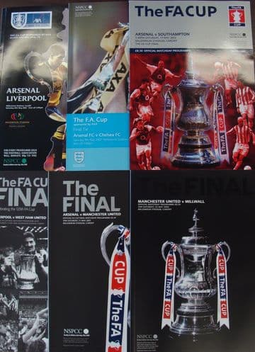 Complete set of FA CUP FINAL PROGRAMMES whilst Wembley was being rebuilt 2001 to 2006