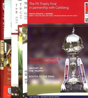 Complete set of FA TROPHY FINAL PROGRAMMES whilst Wembley was being rebuilt 2001 to 2006