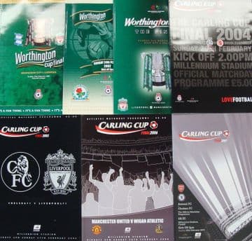Complete set of LEAGUE CUP FINAL PROGRAMMES whilst Wembley was being rebuilt 2001 to 2007