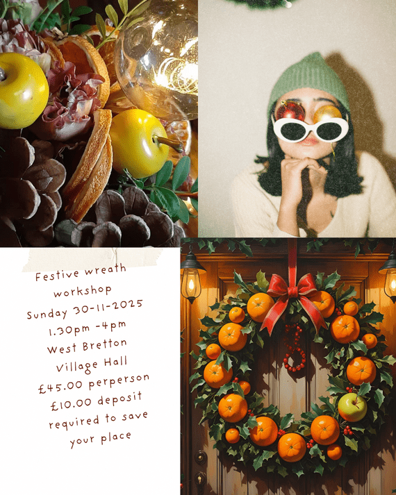 Afternoon of  Festive wreath workshop  Sunday 30th November