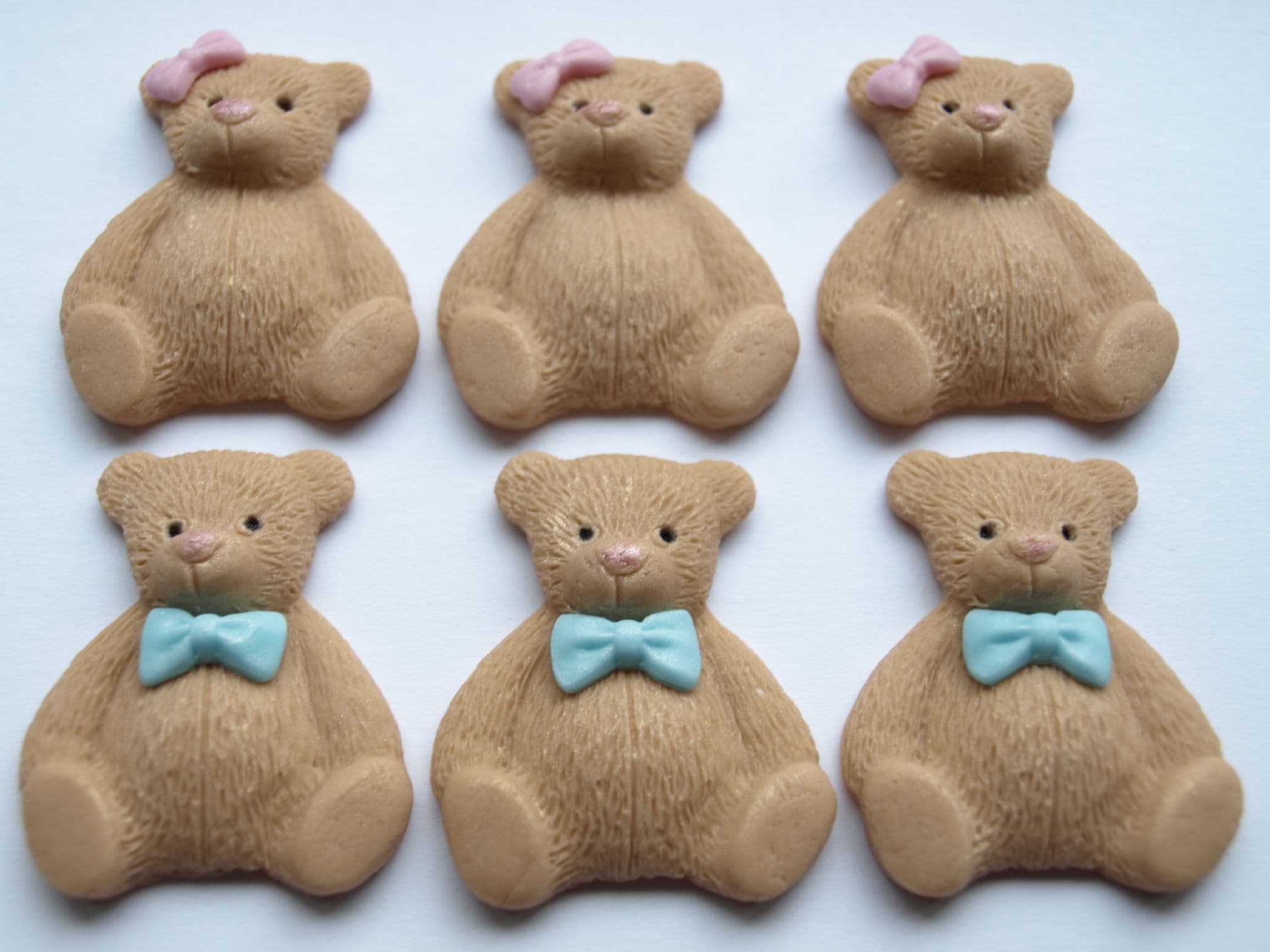 Fondant Teddy Bear Cake Toppers (Set of 12) - Baby Shower