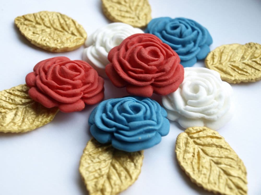 Kings Coronation Cake Decorations Cupcake Toppers Red Blue White Roses ...