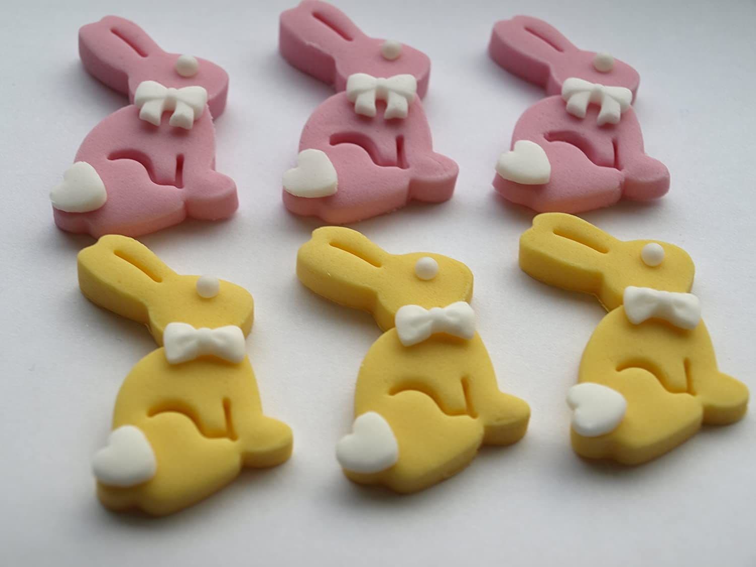 Rainbow Cake Toppers RCT-0015 12x Easter Bunny Rabbit Fondant Cupcake ...